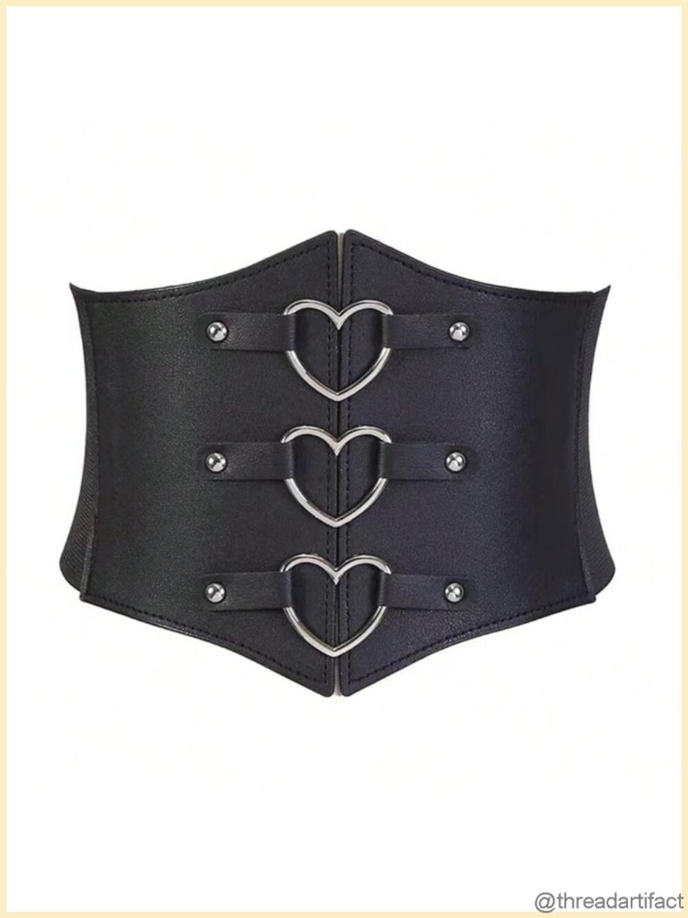 Faux Leather Elastic Corset Belt Heart Ring Wide Waist Belt Cosplay Costume